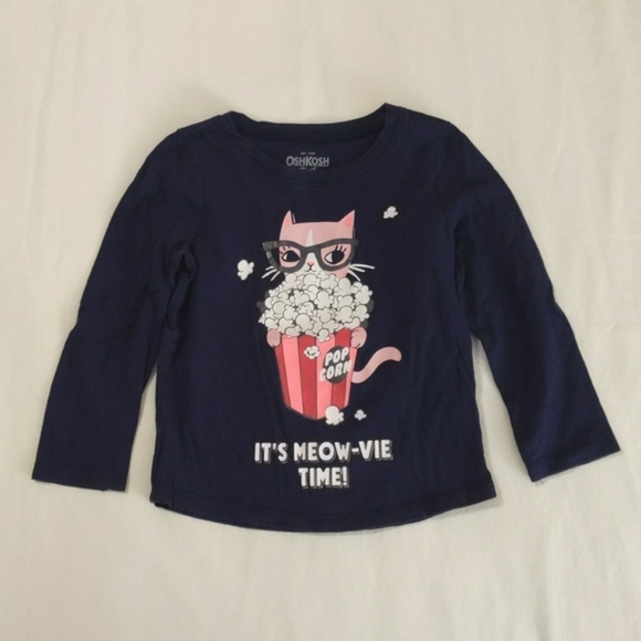 oshkosh b'gosh movie kitty navy blue long sleeve graphic shirt 24 months baby - Picture 1 of 5